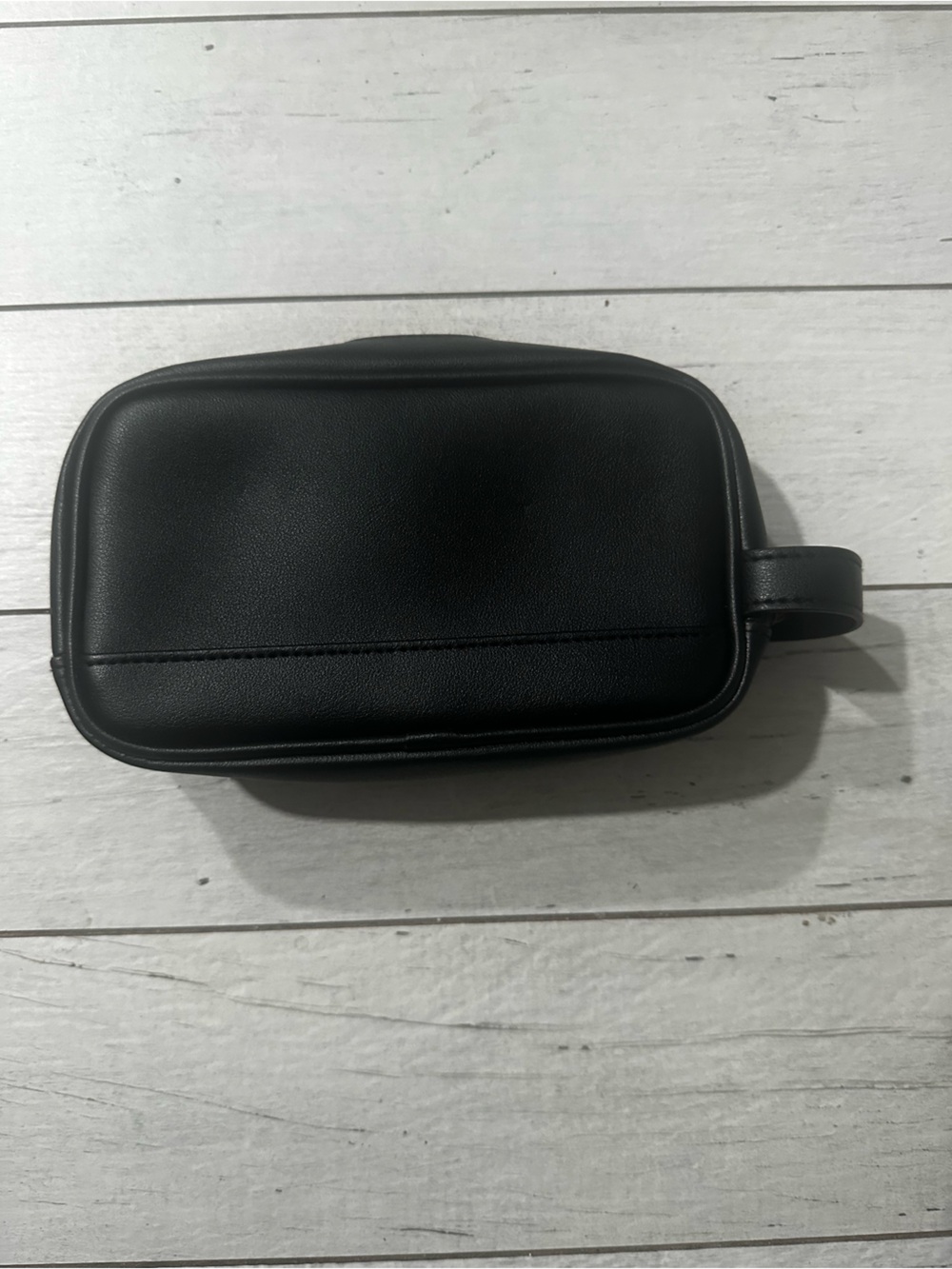 Men's Black Leatherette Travel Toiletry Dopp Kit with Carry Loop